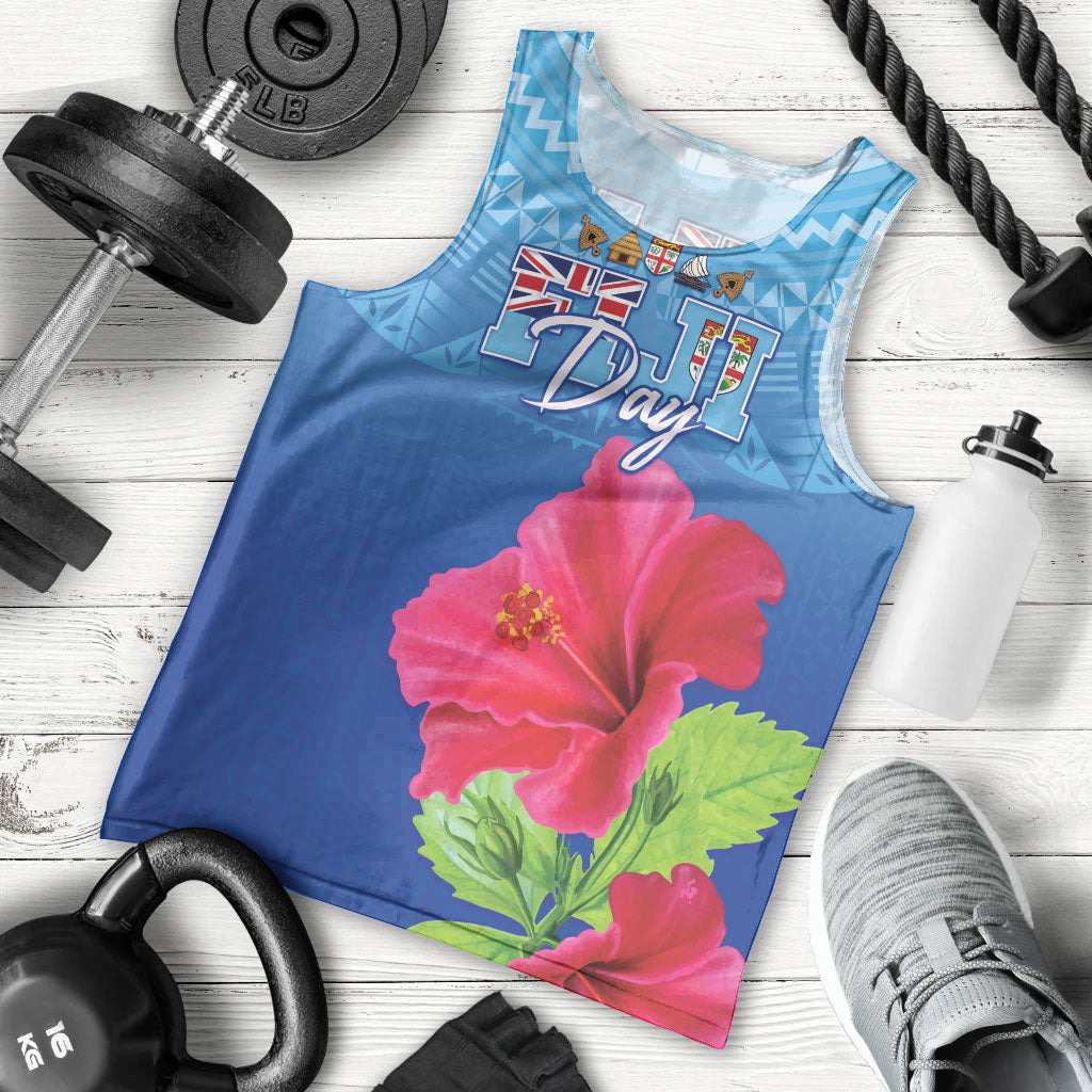 Bula Fiji Day Men Tank Top Traditional Tapa Pattern With Hibiscus LT05 - Polynesian Pride