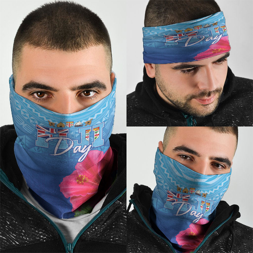 Bula Fiji Day Neck Gaiter Traditional Tapa Pattern With Hibiscus LT05 - Polynesian Pride