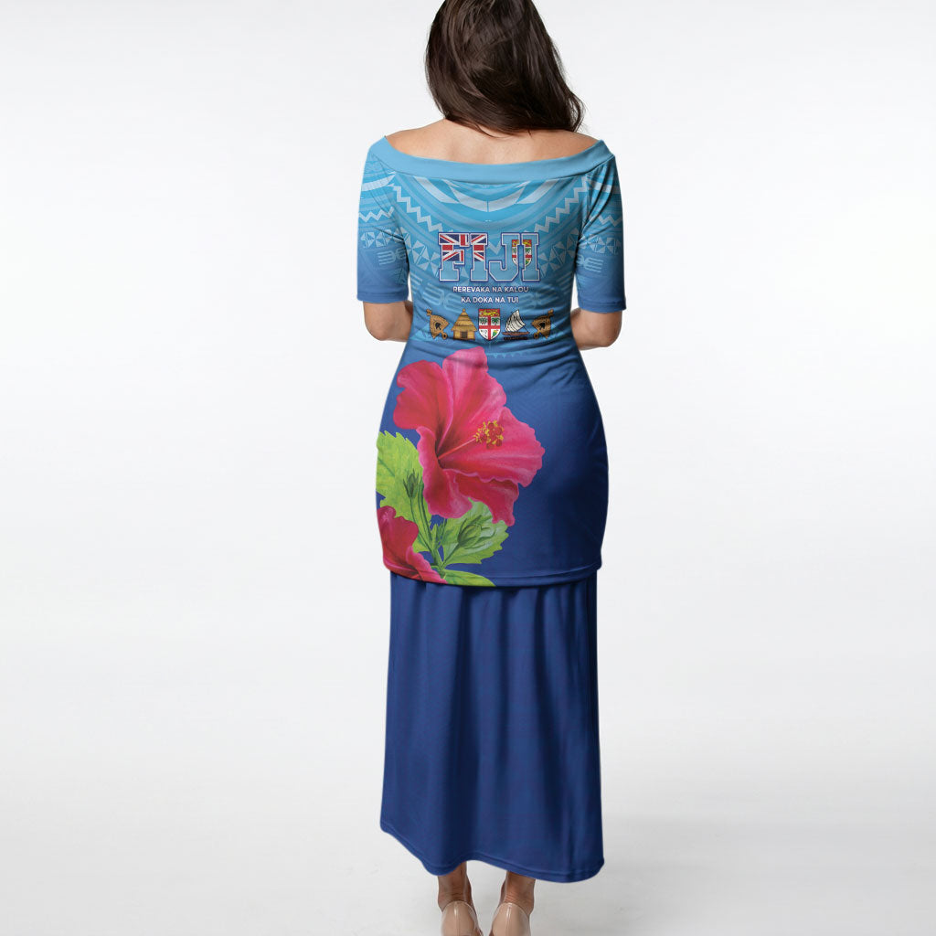 Bula Fiji Day Puletasi Traditional Tapa Pattern With Hibiscus LT05 - Polynesian Pride
