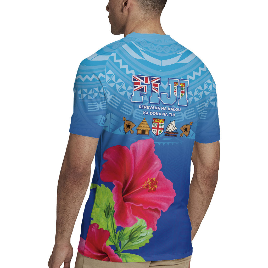 Bula Fiji Day Rugby Jersey Traditional Tapa Pattern With Hibiscus LT05 - Polynesian Pride