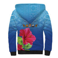 Bula Fiji Day Sherpa Hoodie Traditional Tapa Pattern With Hibiscus LT05 - Polynesian Pride