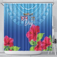 Bula Fiji Day Shower Curtain Traditional Tapa Pattern With Hibiscus LT05 - Polynesian Pride
