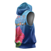 Bula Fiji Day Sleeveless Hoodie Traditional Tapa Pattern With Hibiscus LT05 - Polynesian Pride