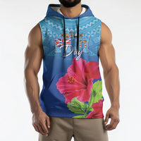 Bula Fiji Day Sleeveless Hoodie Traditional Tapa Pattern With Hibiscus LT05 - Polynesian Pride