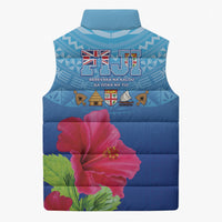 Bula Fiji Day Sleeveless Puffer Jacket Traditional Tapa Pattern With Hibiscus LT05 - Polynesian Pride