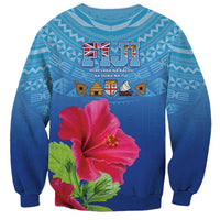 Bula Fiji Day Sweatshirt Traditional Tapa Pattern With Hibiscus LT05 - Polynesian Pride