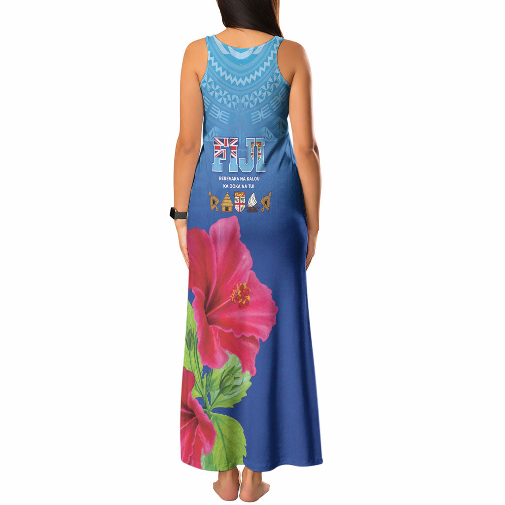 Bula Fiji Day Tank Maxi Dress Traditional Tapa Pattern With Hibiscus LT05 - Polynesian Pride