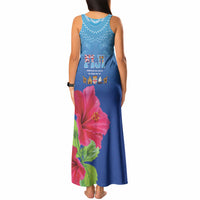 Bula Fiji Day Tank Maxi Dress Traditional Tapa Pattern With Hibiscus LT05 - Polynesian Pride