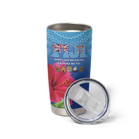Bula Fiji Day Tumbler Cup Traditional Tapa Pattern With Hibiscus LT05 - Polynesian Pride