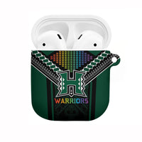 Hawaii Warriors Football AirPods Case Rainbow Kakau Pattern Black LT05 Black - Polynesian Pride