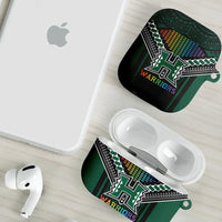 Hawaii Warriors Football AirPods Case Rainbow Kakau Pattern Black LT05 - Polynesian Pride