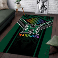 Hawaii Warriors Football Area Rug Rainbow Kakau Pattern Black LT05 Black - Polynesian Pride