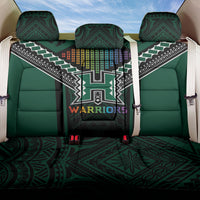 Hawaii Warriors Football Back Car Seat Cover Rainbow Kakau Pattern Black LT05 One Size Black - Polynesian Pride