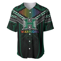 Custom Hawaii Warriors Football Baseball Jersey Rainbow Kakau Pattern Black LT05 Black - Polynesian Pride