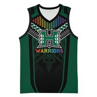 Custom Hawaii Warriors Football Basketball Jersey Rainbow Kakau Pattern Black LT05 Unisex Black - Polynesian Pride