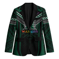 Custom Hawaii Warriors Football Blazer Rainbow Kakau Pattern Black LT05 Unisex Black - Polynesian Pride