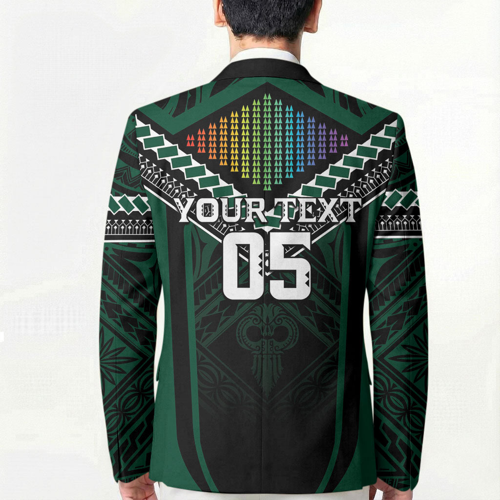 Custom Hawaii Warriors Football Blazer Rainbow Kakau Pattern Black LT05 - Polynesian Pride