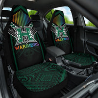 Hawaii Warriors Football Car Seat Cover Rainbow Kakau Pattern Black LT05 One Size Black - Polynesian Pride