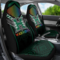 Hawaii Warriors Football Car Seat Cover Rainbow Kakau Pattern Black LT05 - Polynesian Pride