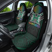 Hawaii Warriors Football Car Seat Cover Rainbow Kakau Pattern Black LT05 - Polynesian Pride