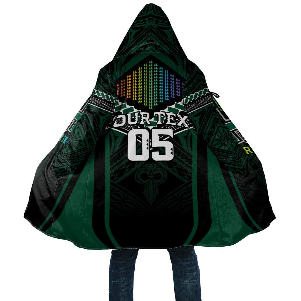 Custom Hawaii Warriors Football Cloak Rainbow Kakau Pattern Black LT05 Unisex Black - Polynesian Pride