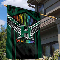 Hawaii Warriors Football Garden Flag Rainbow Kakau Pattern Black LT05 - Polynesian Pride