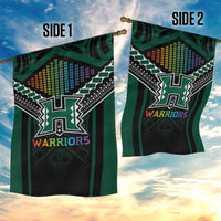 Hawaii Warriors Football Garden Flag Rainbow Kakau Pattern Black LT05 - Polynesian Pride