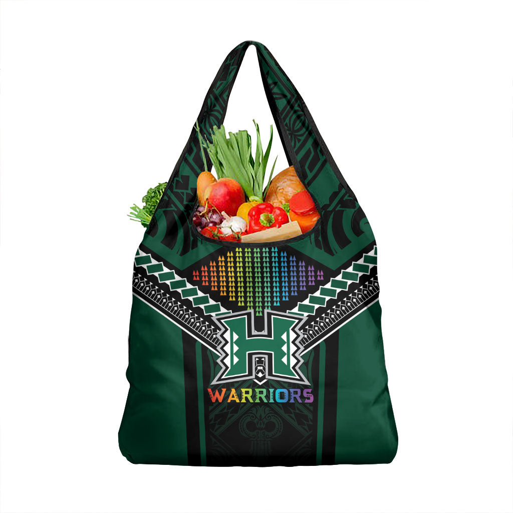 Hawaii Warriors Football Grocery Bag Rainbow Kakau Pattern Black LT05 1-pack One Size Black - Polynesian Pride