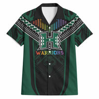 Custom Hawaii Warriors Football Hawaiian Shirt Rainbow Kakau Pattern Black LT05 Black - Polynesian Pride