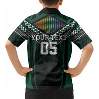 Custom Hawaii Warriors Football Kid Hawaiian Shirt Rainbow Kakau Pattern Black LT05 - Polynesian Pride