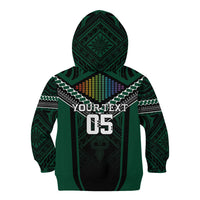 Custom Hawaii Warriors Football Kid Hoodie Rainbow Kakau Pattern Black LT05 - Polynesian Pride
