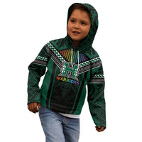 Custom Hawaii Warriors Football Kid Hoodie Rainbow Kakau Pattern Black LT05 - Polynesian Pride