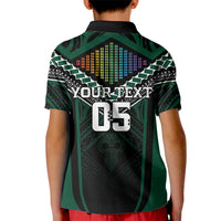 Custom Hawaii Warriors Football Kid Polo Shirt Rainbow Kakau Pattern Black LT05 - Polynesian Pride