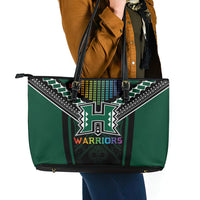 Hawaii Warriors Football Leather Tote Bag Rainbow Kakau Pattern Black LT05 - Polynesian Pride