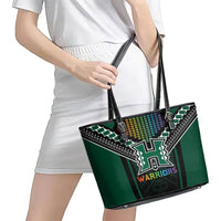 Hawaii Warriors Football Leather Tote Bag Rainbow Kakau Pattern Black LT05 - Polynesian Pride