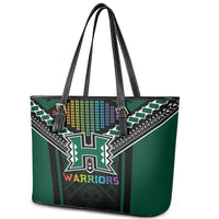 Hawaii Warriors Football Leather Tote Bag Rainbow Kakau Pattern Black LT05 - Polynesian Pride