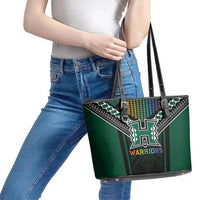 Hawaii Warriors Football Leather Tote Bag Rainbow Kakau Pattern Black LT05 - Polynesian Pride