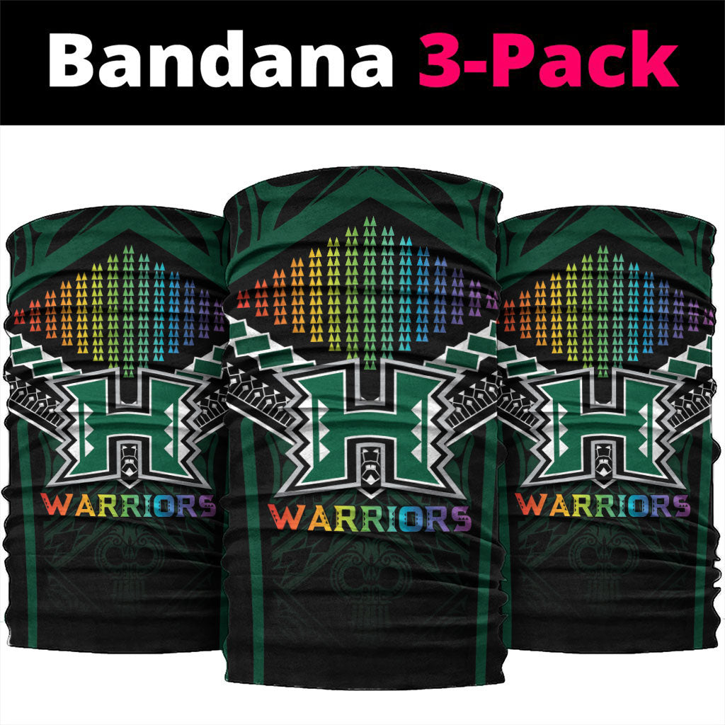 Hawaii Warriors Football Neck Gaiter Rainbow Kakau Pattern Black LT05 package One Size: 25*50cm Black - Polynesian Pride