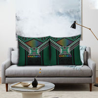 Hawaii Warriors Football Pillow Cover Rainbow Kakau Pattern Black LT05 - Polynesian Pride