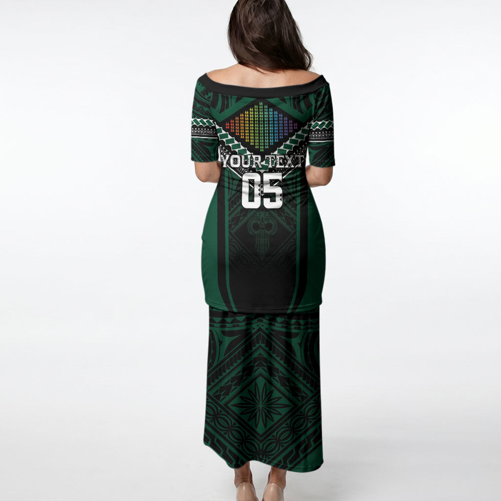 Custom Hawaii Warriors Football Puletasi Rainbow Kakau Pattern Black LT05 - Polynesian Pride