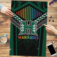 Hawaii Warriors Football Puzzle Rainbow Kakau Pattern Black LT05 Black - Polynesian Pride