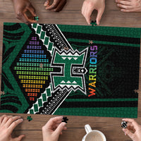 Hawaii Warriors Football Puzzle Rainbow Kakau Pattern Black LT05 - Polynesian Pride