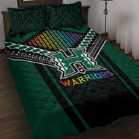 Hawaii Warriors Football Quilt Bed Set Rainbow Kakau Pattern Black LT05 Black - Polynesian Pride