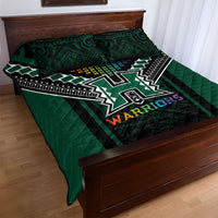 Hawaii Warriors Football Quilt Bed Set Rainbow Kakau Pattern Black LT05 - Polynesian Pride