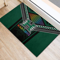 Hawaii Warriors Football Rubber Doormat Rainbow Kakau Pattern Black LT05 - Polynesian Pride