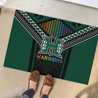 Hawaii Warriors Football Rubber Doormat Rainbow Kakau Pattern Black LT05 - Polynesian Pride
