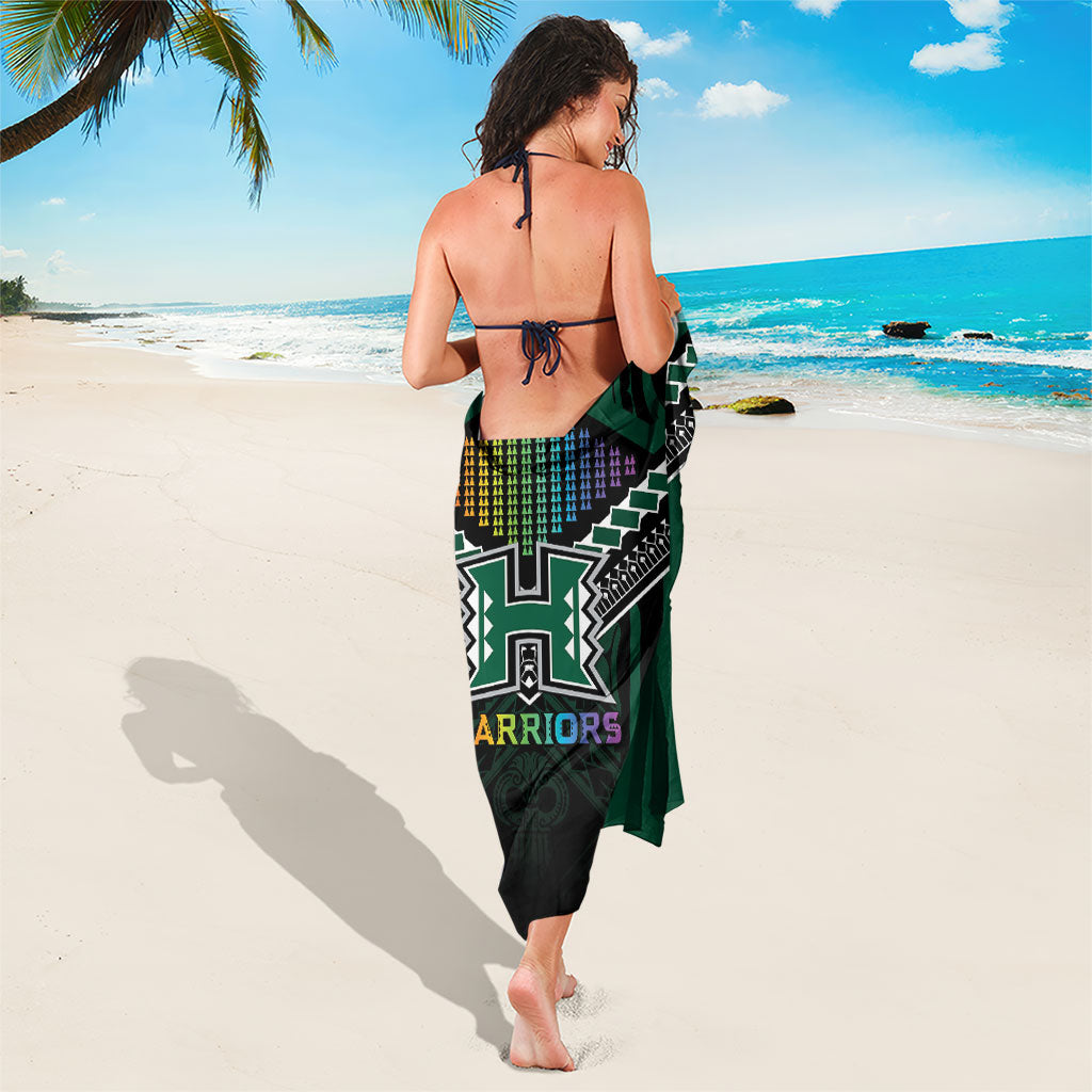 Hawaii Warriors Football Sarong Rainbow Kakau Pattern Black LT05 - Polynesian Pride