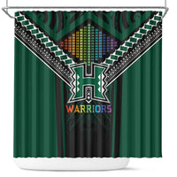 Hawaii Warriors Football Shower Curtain Rainbow Kakau Pattern Black LT05 Black - Polynesian Pride