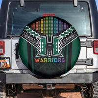 Hawaii Warriors Football Spare Tire Cover Rainbow Kakau Pattern Black LT05 Black - Polynesian Pride