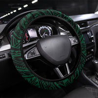 Hawaii Warriors Football Steering Wheel Cover Rainbow Kakau Pattern Black LT05 Universal Fit Black - Polynesian Pride